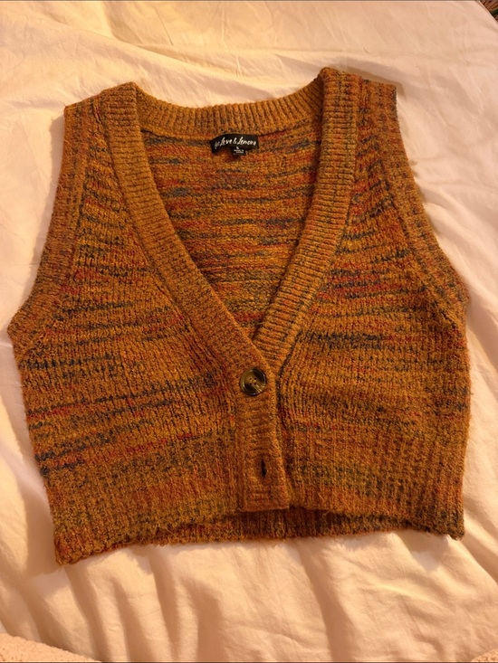 For Love And Lemons Jackets & Blazers - For Love & Lemons Mustard Multicolor Knit Button Vest